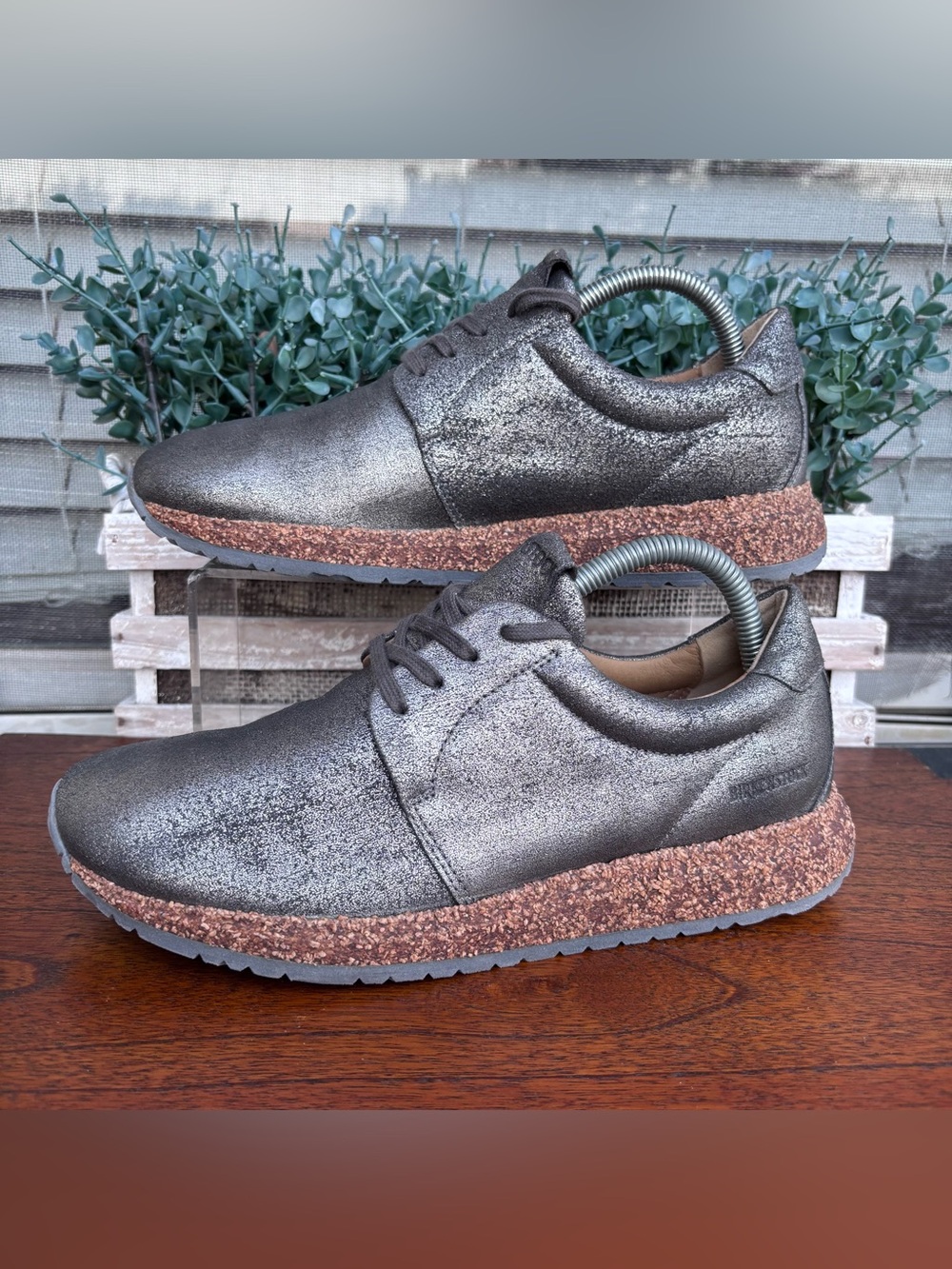 Birkenstock Wrigley Sneakers Metallic Grey Womens US 9 EU 40 Boost Cork Sole